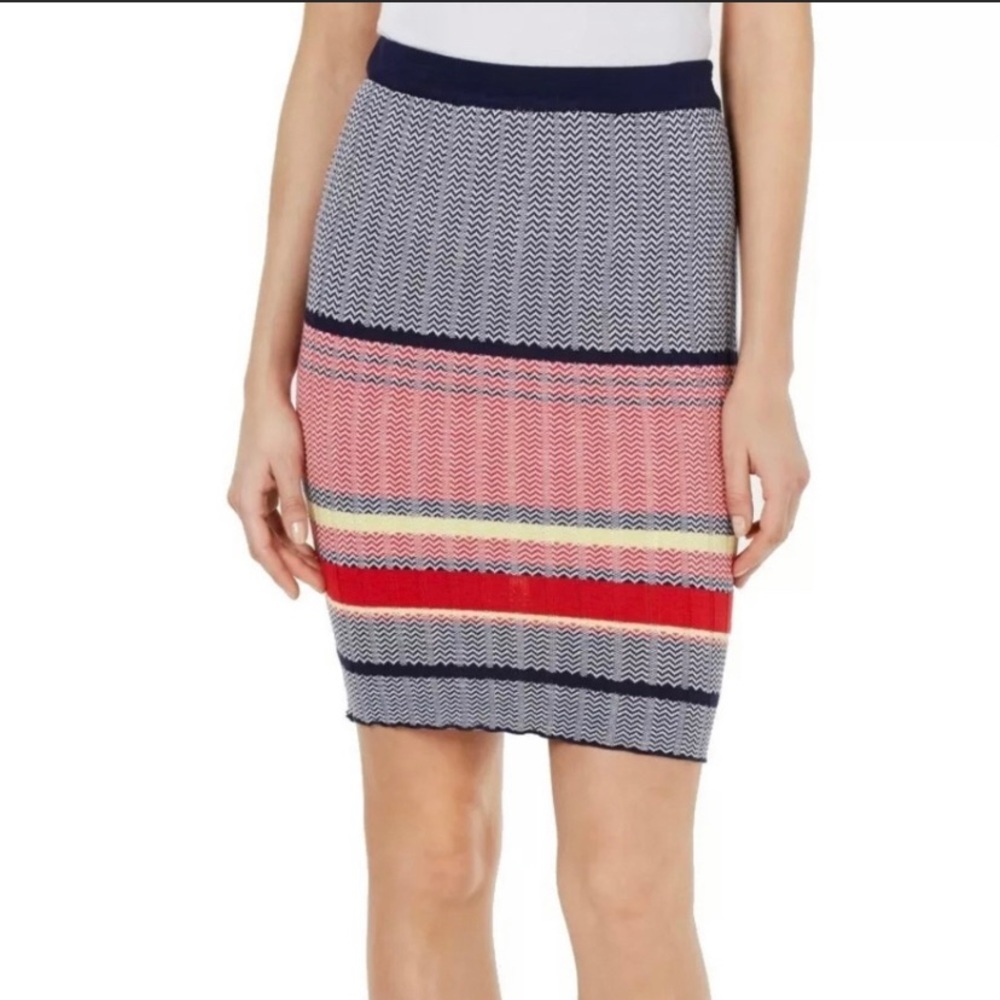 Lucy Paris Sz Xs blue red multicolor pencil skirt new